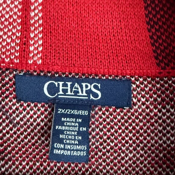 Chaps Womens Red Black Plaid Sleeveless Zip Vest Size 2X 100% Cotton Collared - Picture 4 of 9